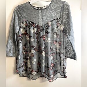 Jack by BB Dakota Floral Lace and Semi sheer Women's Top